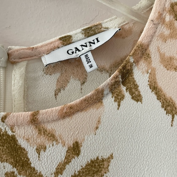 Ganni St. Pierre Crepe Floral Dress in Vanilla Ice Size 36 Small - Picture 6 of 10